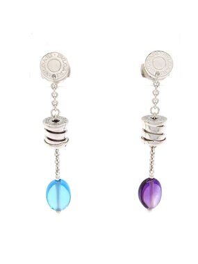 Bvlgari Bulgari Earrings B.zero1 Element 18k White Gold Blue Topaz Amethyst